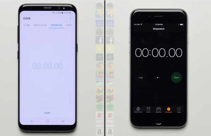 samsung galaxy s8 ve iphone 6s hiz