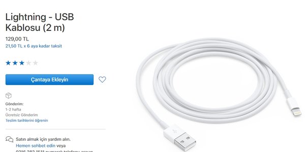 indirimle iphone usb kablosu ve earpods