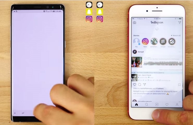 samsung galaxy note 8 ve iphone 7 plus