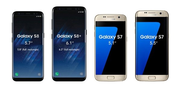 galaxy s8 ve galaxy s7 ler boyut