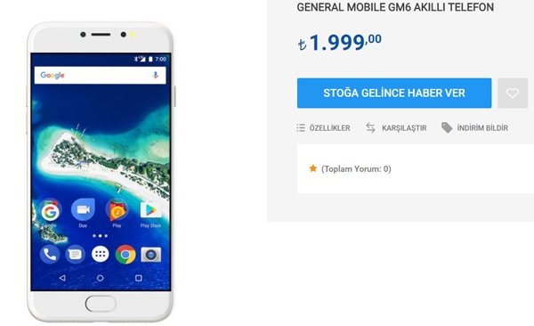 general mobile gm 6 nin fiyati belli