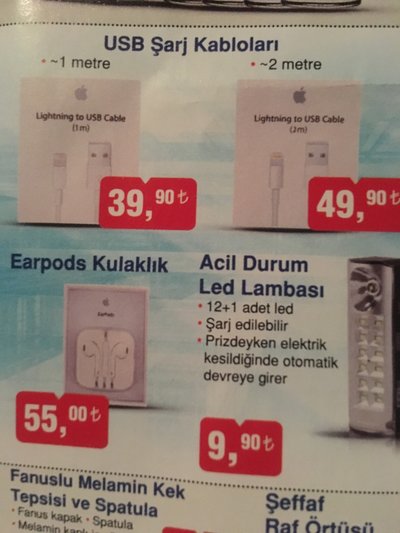 indirimle iphone usb kablosu ve earpods